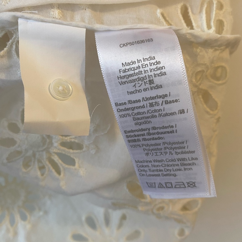 Madewell Eyelet Floral Cotton Boho Peasant Blouse White Ivory Cottagecore NWT S - Picture 6 of 8